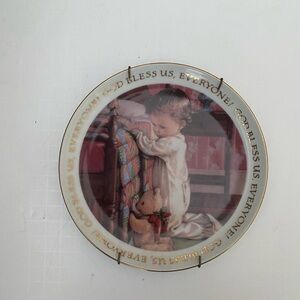 Kathy Lawrence Christmas Blessings Praying Child God Bless Us Everyone plate